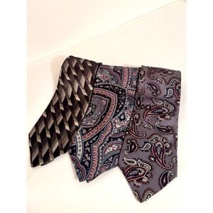 Lot Of 3 Vintage Men's Silk Neck Ties  Paisley Various Brands Wesley, Stafford